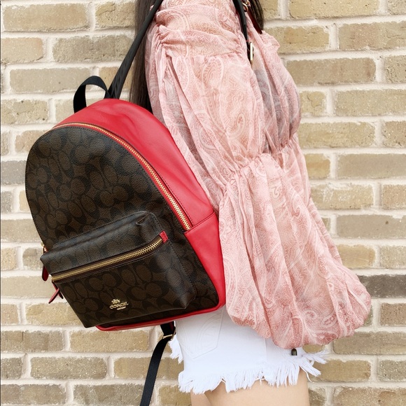 Coach medium backpack brown signature red - Picture 3 of 3